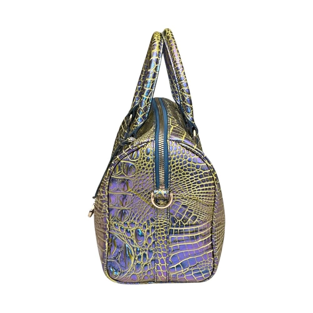 Brahmin Stacy Illuminate Melbourne Satchel Iridescent Purple Blue Leather Bag - Picture 6 of 15